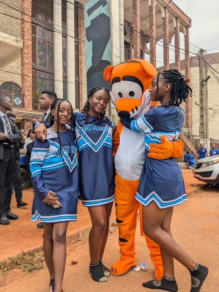ICT University Tigers cheerleaders and their mascot celebrating National Youth day today. Happy youth day to all Cameroonian youths. God bless you.