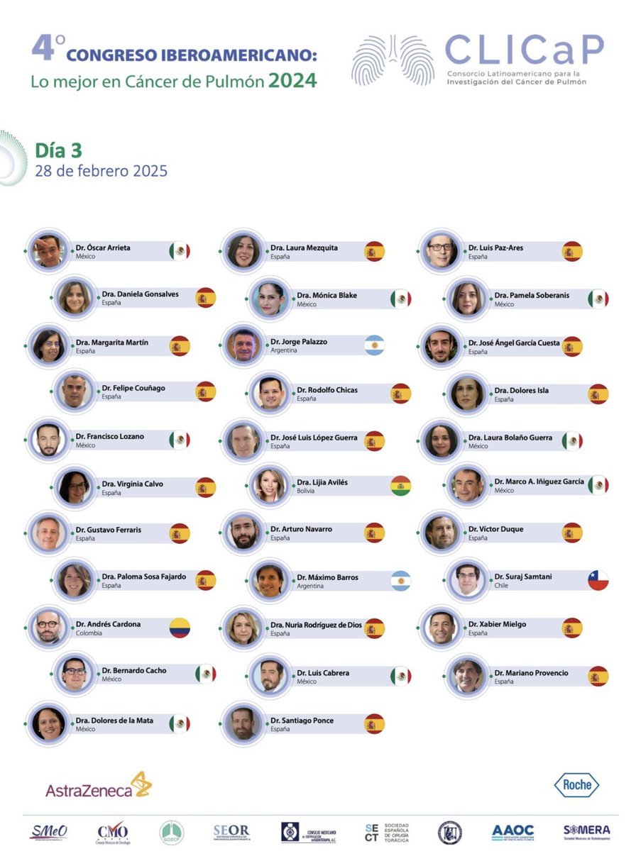 📢 ¡Aún estás a tiempo de registrarte! 🌍✨
El 4.º Congreso Iberoamericano: Lo Mejor en Cáncer de Pulmón 2024 se llevará a cabo del 26 al 28 de febrero de 2025. En la tercera jornada, contaremos con reconocidos expertos internacionales abordando temas clave.