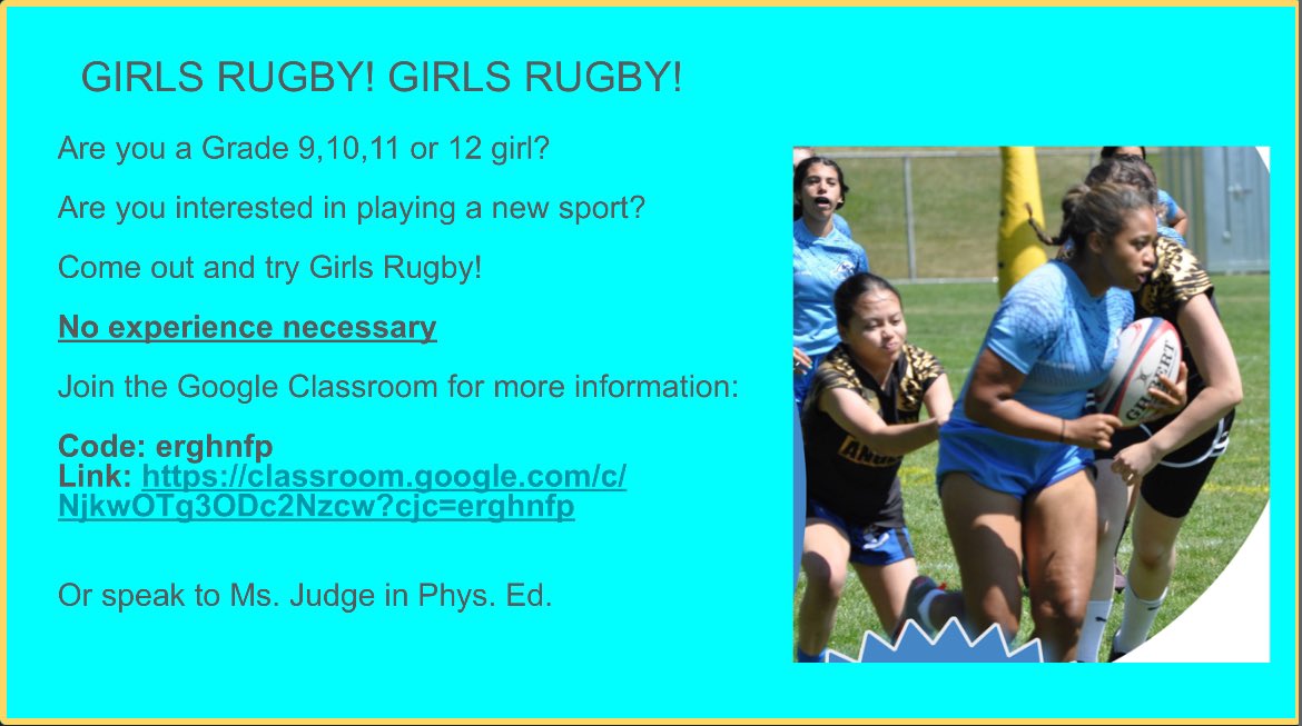 David Suzuki Secondary School (@davidsuzukiss) on Twitter photo Girls Rubgy! Girls Rubgy!