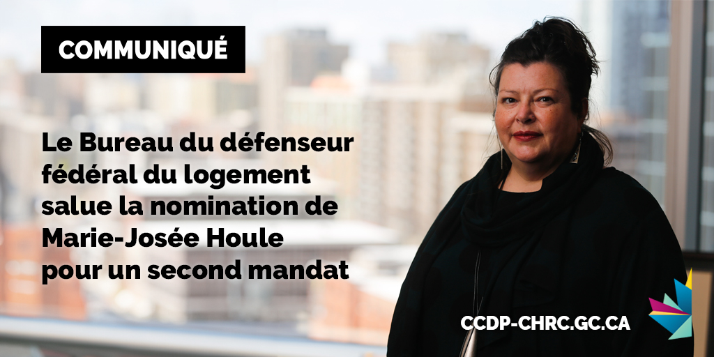 Le Bureau du défenseur fédéral du logement salue la nomination de Marie-Josée Houle pour un second mandat, par décret du gouverneur en conseil. Mme Houle remplira un mandat de trois ans à compter du 21 février 2025: bit.ly/4jRdbAu