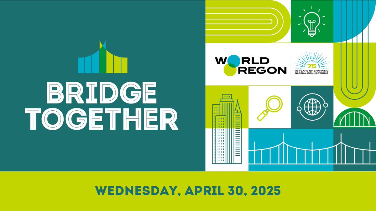 Save the Date for Bridge Together: 75 Years of Sparking Global Connections!
Wednesday, April 30, 2025
<a href="/ReserArtsCenter/">The Reser</a>
12625 SW Crescent Street
Beaverton, OR 97005
Doors at 5PM | Program at 6:30PM
Tickets are $100 each or $600 for a bundle of 8! worldoregon.ejoinme.org/2025BridgeToge…
