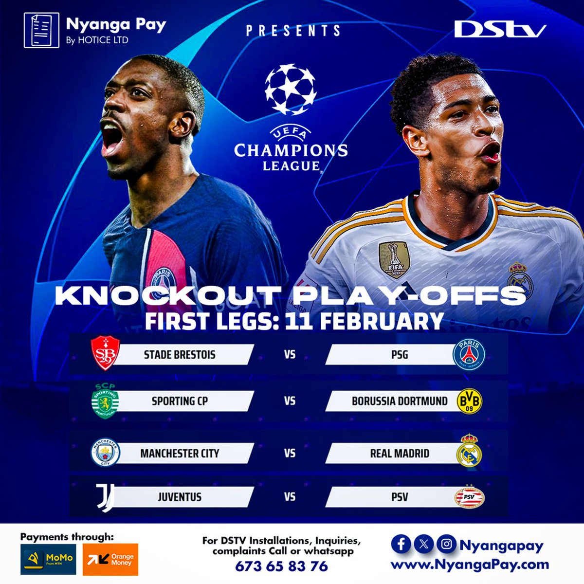 It's all on the line from the First Leg ⚽⚽.. UEFA Champions League football returns tonight but the teams returning for the kick off of the knockout playoffs is a shocker to most 😱
Manchester City Vs Real Madrid is the headline fixture for the night and it promises to deliver