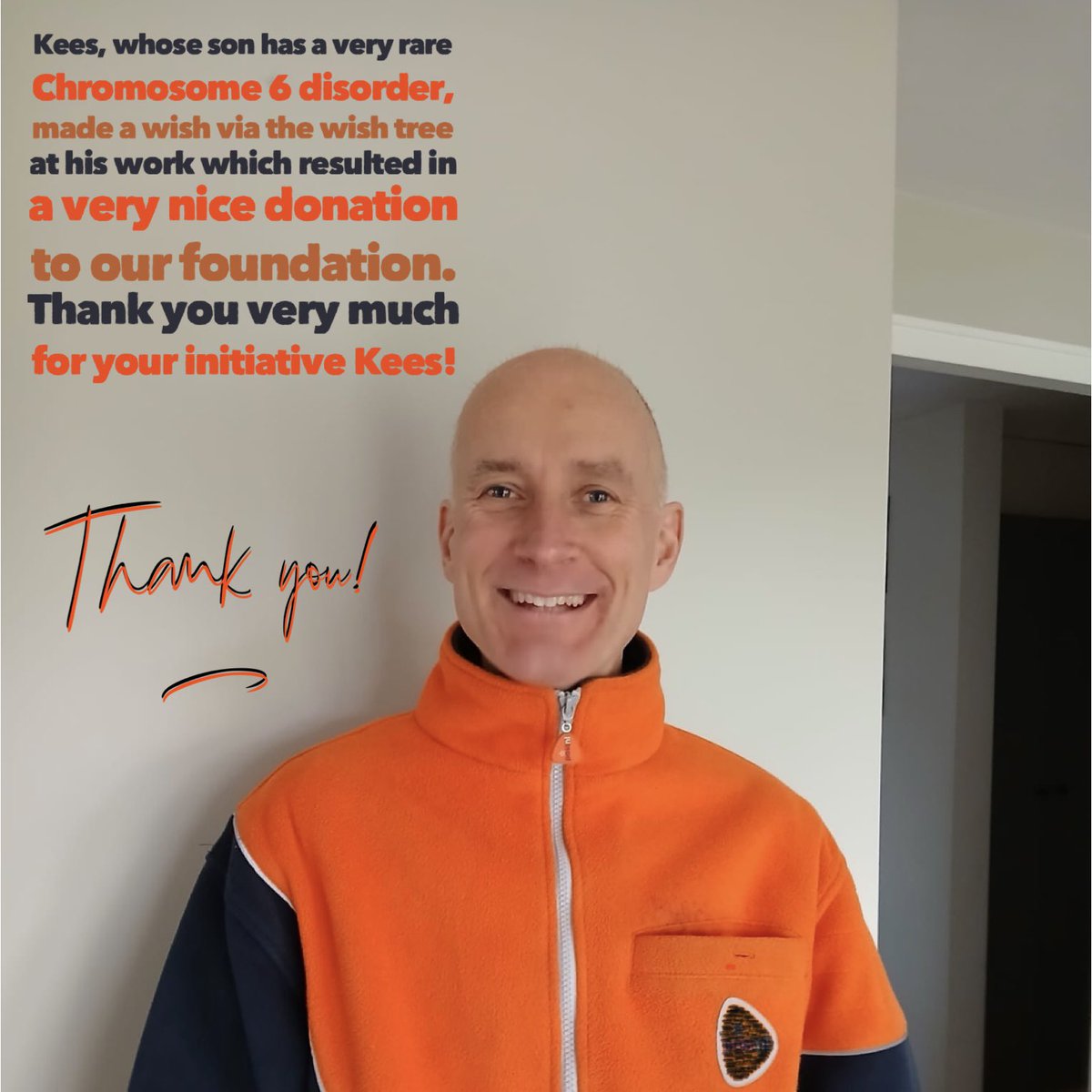 🤩Kees, whose son has a very rare Chromosome 6 disorder, made a wish via the wish tree at his work which resulted in a very nice donation to our foundation!🧬 Thank you very much 🫶 for your initiative Kees!👏