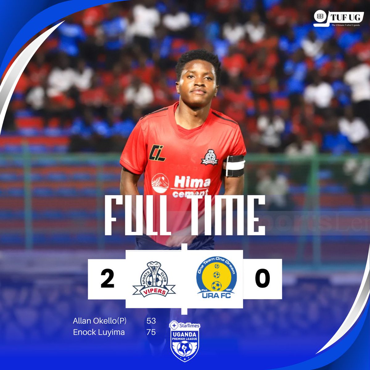 tuf_ug's tweet image. Vipers complete the double over URA  with two second-half goals from Allan Okello and Enock Luyima.

#VIPURA #StarTimesUPL
#TUFUG