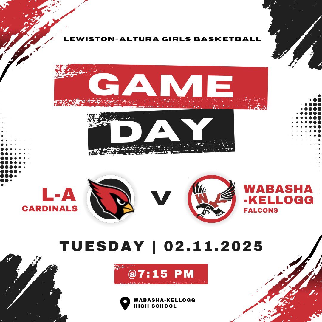 GAME DAY!!!

AWAY vs. Wabasha-Kellogg 🏀 

9th: 6:00 pm
Varsity: 7:15 pm

Watch online: fan.hudl.com/usa/mn/wabasha…