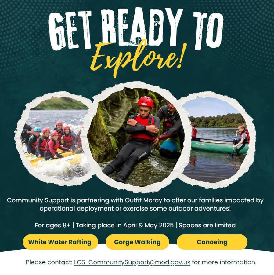 💥 Something new for young people from RAF families! 

💛 Supporting families while a serving parent is away on deployment or exercise, check this out! 👇🏽

📧 Get in touch with RAF Lossiemouth Community Support  via the email below for more details.