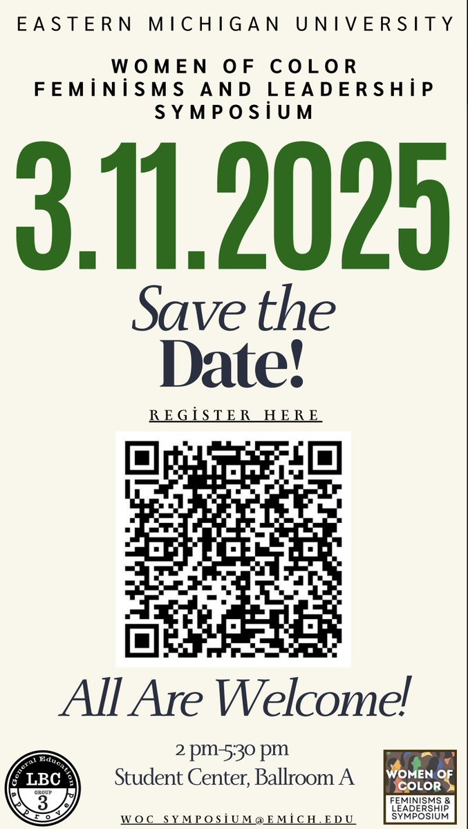 WRC_EMU's tweet image. On March 11th, join us for the Women of Color Symposium in the Student Center!