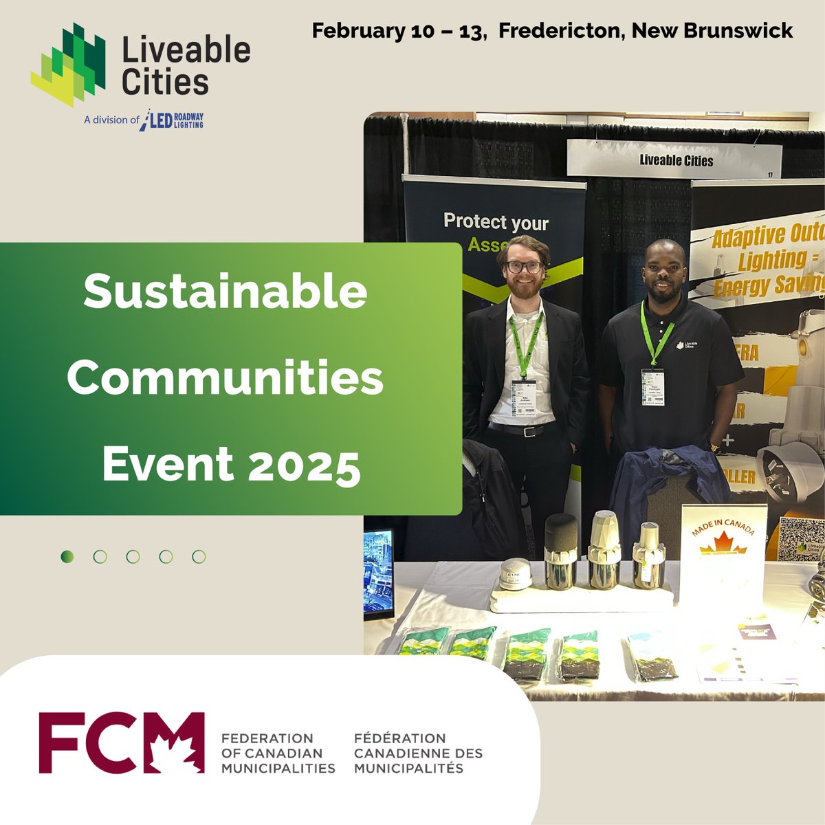 Liveable Cities is at the FCM Sustainable Communities Conference 2025! 

We're excited to keep the conversations going until February 13! Visit us at Booth #17 to explore how our smart city solutions are driving sustainability, efficiency, and innovation!