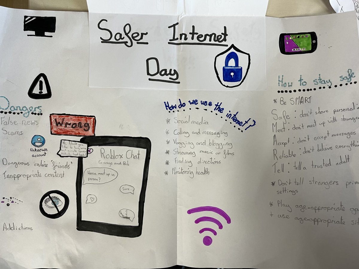 Year six home learning designing posters for around school about how to keep safe online. #computing #experiences