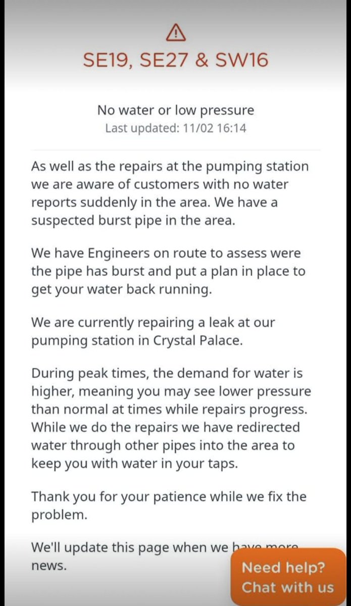 MalcolmClark77's tweet image. Not a fun evening instore for myself and many residents in parts of Streatham &amp;amp; West Norwood.  Seems a burst main is now compounding issue and leaving many of us with #NoWater. I know @thameswater are on the case. But that doesn't exactly fill anyone with hope!