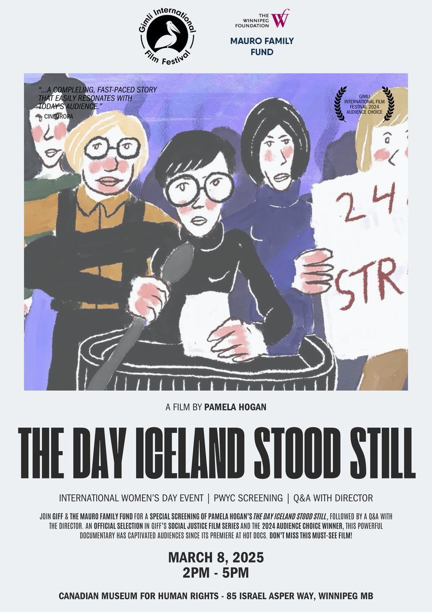 We've teamed up with the Mauro Family Fund to do a special screening of "The Day Iceland Stood Still" (dir. Pamela Hogan, 2024) for #InternationalWomensDay! The screening will be followed by a virtual Q&amp;A with the director. For more information, check out: eventbrite.ca/e/internationa…