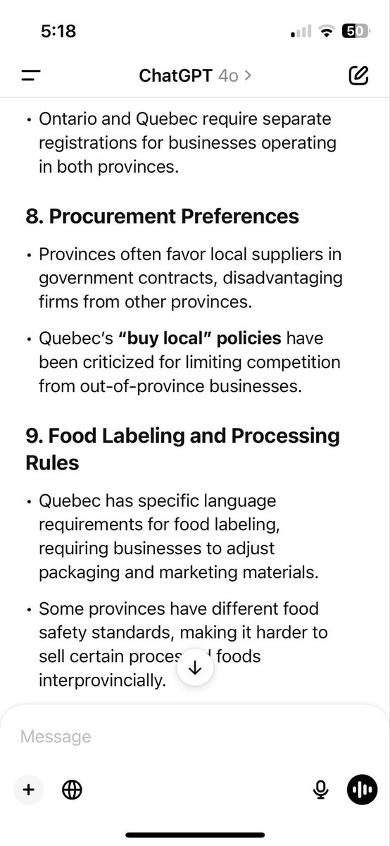 ChatGPT does a great job on interprovincial trade barriers and repeatedly buries Quebec. Occasionally a wonderful product!
