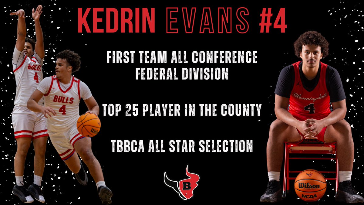 Congrats to Kedrin Evans!

- 1st Team All Conference
- Top 25 Player in the County
- TBBCA All Star Selection