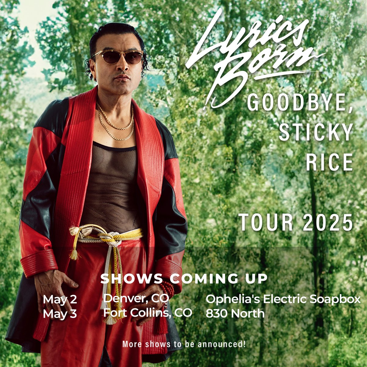 Shows coming up:
Fri May 2, Denver (<a href="/opheliasden/">Ophelia's</a>)
Sat May 3, Fort Collins (830 North)

Tickets 🎟️ linktr.ee/lyricsborn

More dates to be announced.

#livemusic #goodbyestickyricetour