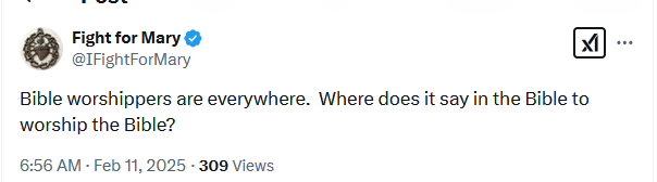 This was a comment made towards me, and the person blocked me so I could not reply.  This is a common claim from Catholics, but it also defeats their own arguments.  You see for Catholics to make their claim that the pope follows Peter they have to quote Scripture, the Bible.