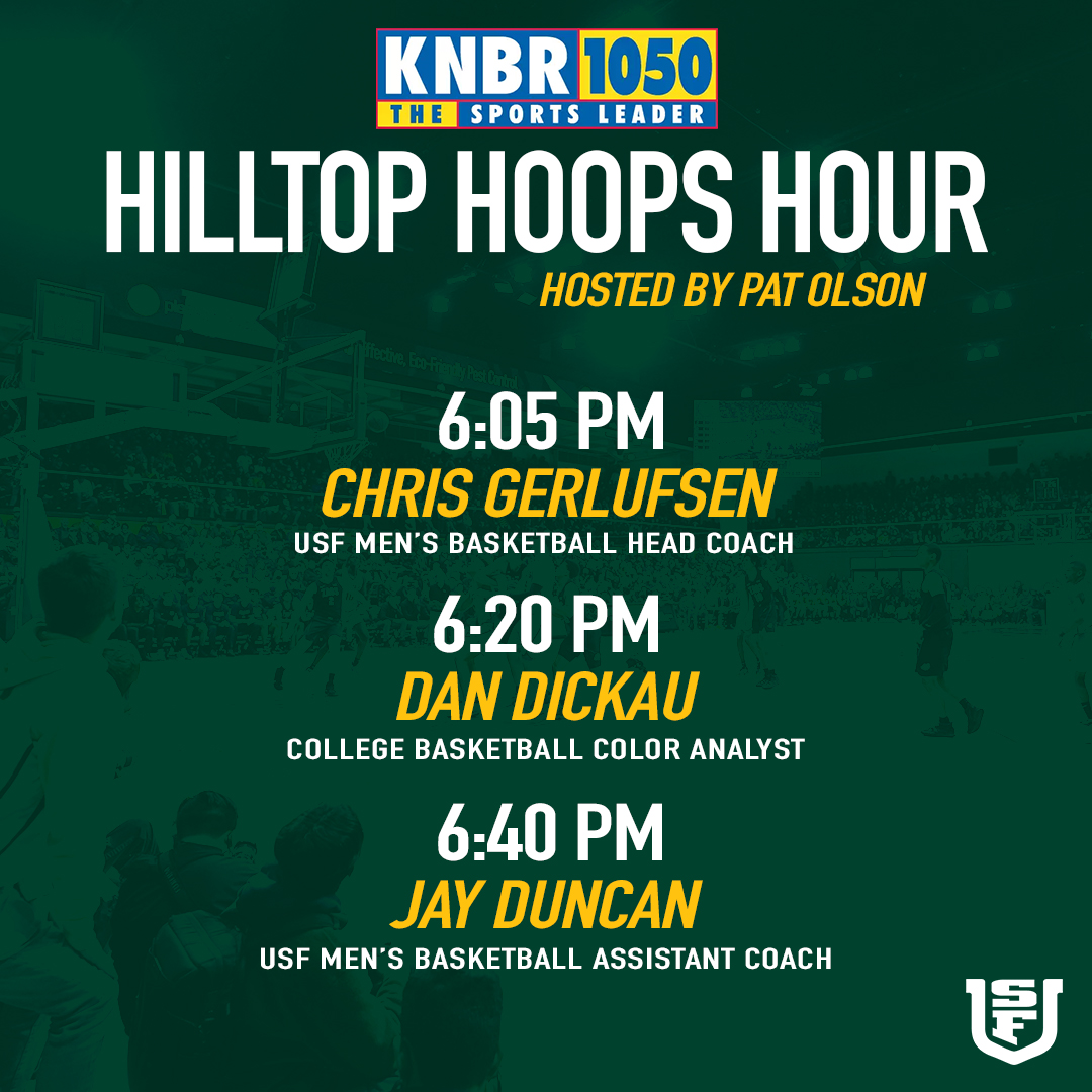 Join me live at 6:00 on <a href="/KNBR/">KNBR</a> 1050am as we talk <a href="/USFDonsMBB/">San Francisco Men's Basketball</a> and <a href="/WCChoops/">West Coast Conference Basketball</a> with <a href="/CoachCeeGee/">Chris Gerlufsen</a>, <a href="/espn/">ESPN</a> broadcaster <a href="/dandickau21/">Dan Dickau</a> and <a href="/CoachJayDuncan/">Jay Duncan</a>. 

#USFDons / #WCCHoops

knbr.com/listen-live-on…