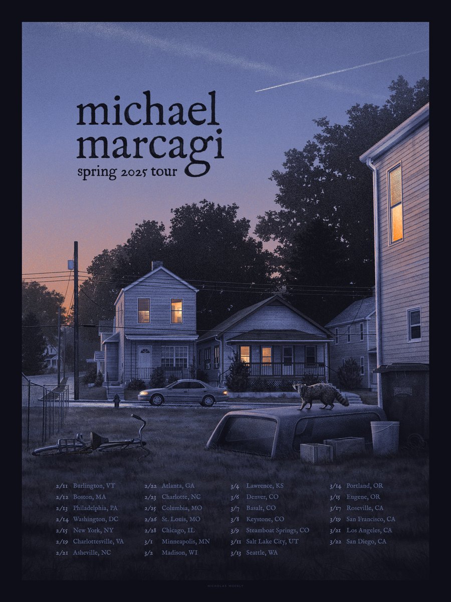 Nicholas Moegly (@nicholasmoegly) on Twitter photo Official tour and poster art for fellow Cincinnati native, <a href="/Michaelmarcagi/">Michael Marcagi</a> for his Spring tour, which starts tonight. These are 5-color, 18 x 24” screenprints and they’ll be available at all of the shows. Official tour and poster art for fellow Cincinnati native, <a href="/Michaelmarcagi/">Michael Marcagi</a> for his Spring tour, which starts tonight. These are 5-color, 18 x 24” screenprints and they’ll be available at all of the shows.