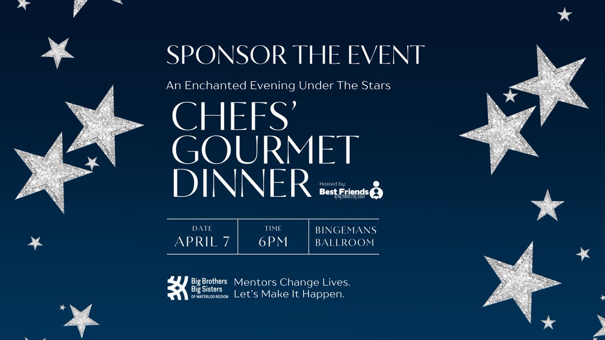 SUPPORT local youth mentorship programs by SPONSORING the 30th annual Chefs' Gourmet Dinner featuring Waterloo Region's finest chefs and offering an unforgettable dining experience. Mentors change lives: let's make it happen! Tickets link in bio. <a href="/BBBSWR/">BBBS Waterloo Region</a> #BestFriendsGOBIG