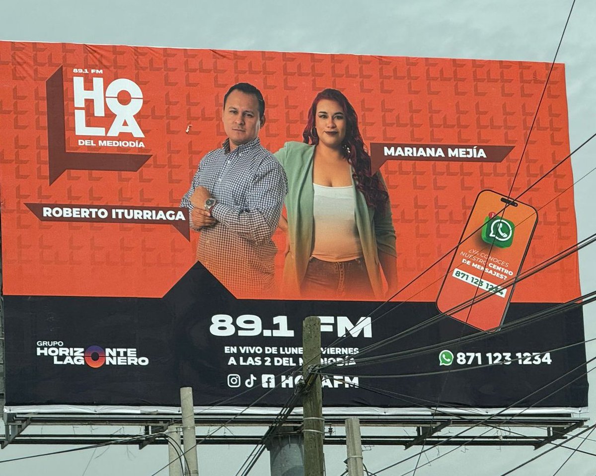 Si pasan por el periférico de Torreón, échenle un ojito al nuevo espectacular en el que aparecemos.

Con el gusto de informarles desde <a href="/HolaFM_/">HOLA FM</a> 89.1 en la Laguna.