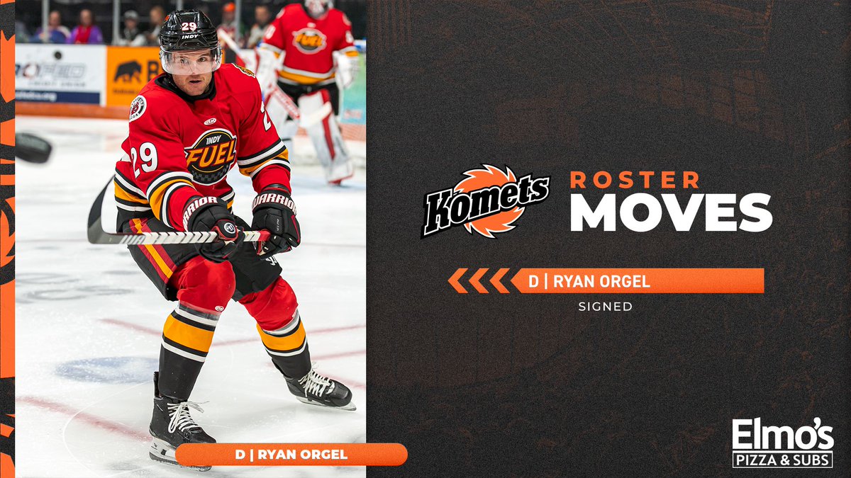 FWKomets's tweet image. Roster Mover 🔁 
Presented by @ElmosPizza 

We have signed defenseman Ryan Orgel to the roster. Welcome, Ryan!
