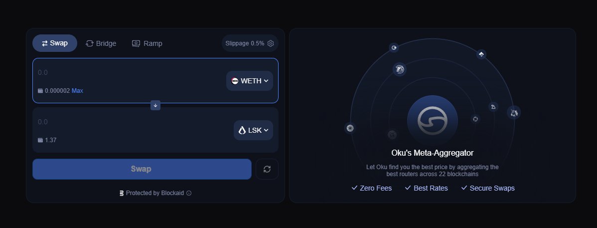 bzer426's tweet photo. 5️⃣ Comienza el farmeo simple

-Claim de la visita diaria al portal
-Verifica tu cuenta de X y Discord
-Mantén un monto mínimo de ETH, USDT, USDC y LSK en tu wallet

Si necesitas hacer un swap de ETH, usa Oku Trade.
https://t.co/uTXOSm7Szx https://t.co/8cwfrHJ8js