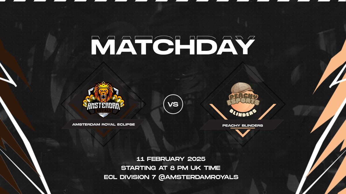 Amsterdam Royals (@amsterdamroyals) on Twitter photo ⚔️MATCHDAY | <a href="/EuCompLeague/">Eu Competitive League</a> | <a href="/Peachy_eSports/">Peachy eSports</a>
DIV 7 Amsterdam Royal Eclipse 🆚 Peachy Blinders
🕐8:00 PM GMT
📹Caster: twitch.tv/belterzz | <a href="/Belterzz/">Belterzz</a> ⚔️MATCHDAY | <a href="/EuCompLeague/">Eu Competitive League</a> | <a href="/Peachy_eSports/">Peachy eSports</a>
DIV 7 Amsterdam Royal Eclipse 🆚 Peachy Blinders
🕐8:00 PM GMT
📹Caster: twitch.tv/belterzz | <a href="/Belterzz/">Belterzz</a>