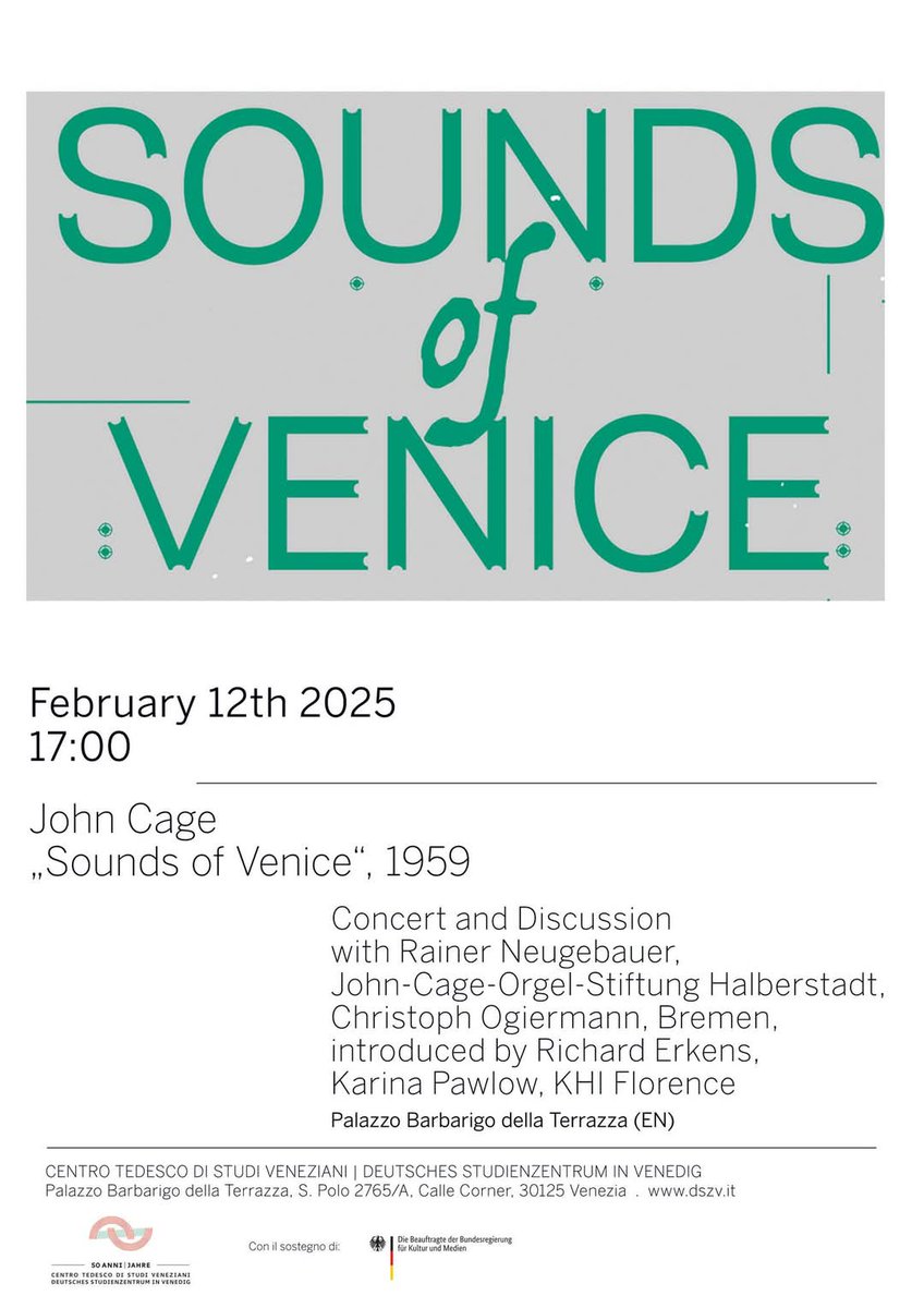 John Cage's "Sounds of Venice" tomorrow 5 pm in #VCE free entry, dszv.it