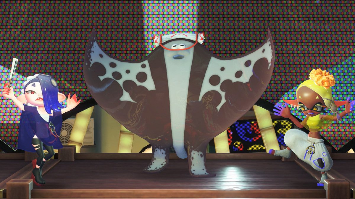 DaiIyDeepCut's tweet photo. Big Man startles Shiver and Frye during Splatfests - Splatoon 3 💙🩶💛 https://t.co/ga2J1ELHLv