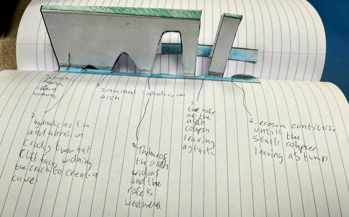 CroftonAcademy's tweet image. Some real *_WOW WORK_* from our Year 9 geographers today, who created models of caves, arches, stacks and stumps. Their exercise books are real tools for learning!
#WeAreCrofton #GeographyRocks