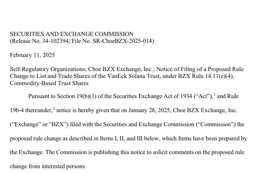 BREAKING: SEC ACKNOWLEDGES FILING FOR <a href="/vaneck_us/">VanEck</a> SPOT SOLANA ETF