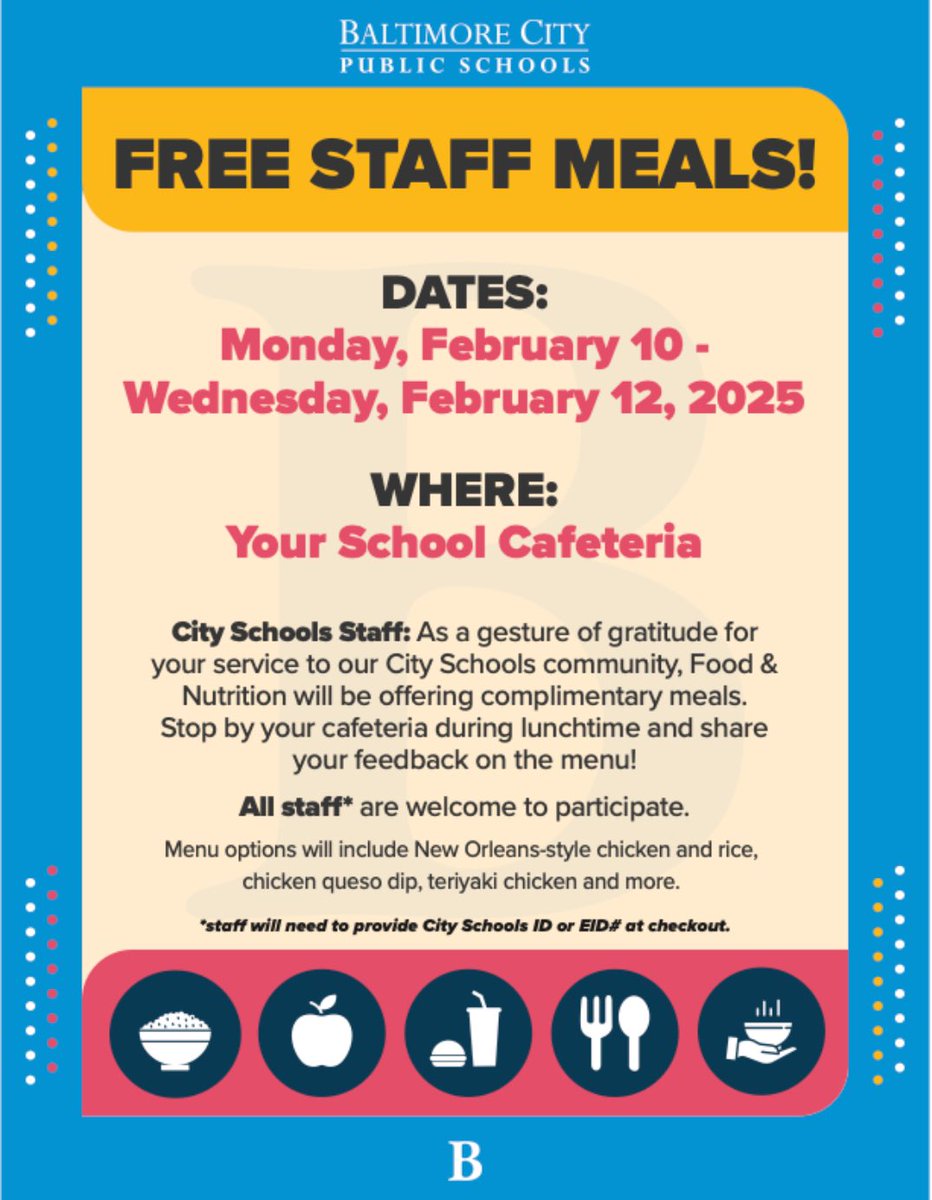 Principal Davis and Dr. Queen enjoyed their free staff meal today in the school cafeteria! @baltcityschools  <a href="/TheFundBalt/">TheFundBaltimore</a>