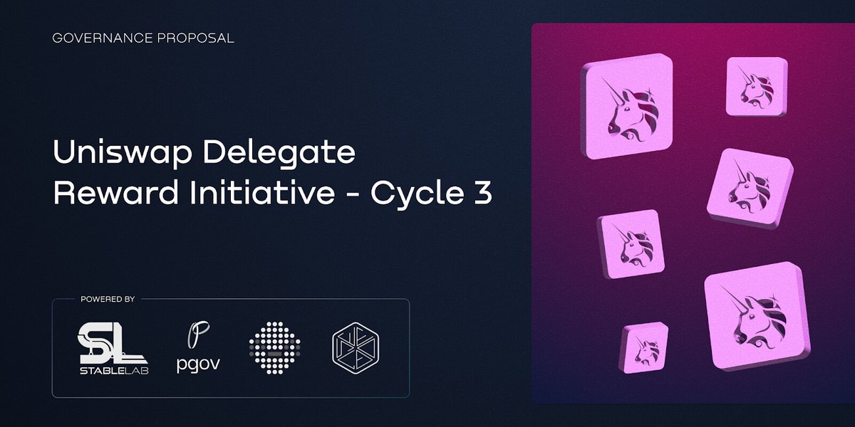 SEED Gov (@seedgov) on Twitter photo 🚀 Uniswap Delegate Reward Initiative - Cycle 3 is here! 🦄
A program designed to boost participation and recognize the commitment of delegates in <a href="/Uniswap/">Uniswap Labs 🦄</a> governance.
🟣 Who can apply?
🟣 What are the new criteria?
Everything you need to know, right here 👇🧵 🚀 Uniswap Delegate Reward Initiative - Cycle 3 is here! 🦄
A program designed to boost participation and recognize the commitment of delegates in <a href="/Uniswap/">Uniswap Labs 🦄</a> governance.
🟣 Who can apply?
🟣 What are the new criteria?
Everything you need to know, right here 👇🧵