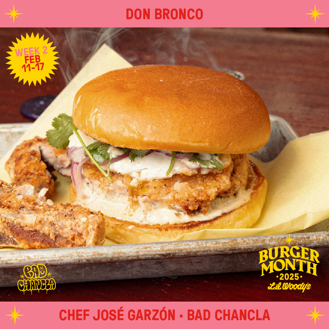Lil Woody's (@lilwoodys) on Twitter photo #lilwoodysburgeroftheweek: Chef José Garzón's (of <a href="/garzonpnw/">Garzón Latinx Street Food</a>) "Don Bronco" –
Citrus Soy Garlic-Marinated Bone-In Pork Chop sprinkled with Circus seasoning (cumin, garlic, celery, oregano powders)
Fried Egg
Salsa Criolla
Chimichurri Aioli
Avail 2/11-17 lilwoodys.com #lilwoodysburgeroftheweek: Chef José Garzón's (of <a href="/garzonpnw/">Garzón Latinx Street Food</a>) "Don Bronco" –
Citrus Soy Garlic-Marinated Bone-In Pork Chop sprinkled with Circus seasoning (cumin, garlic, celery, oregano powders)
Fried Egg
Salsa Criolla
Chimichurri Aioli
Avail 2/11-17 lilwoodys.com