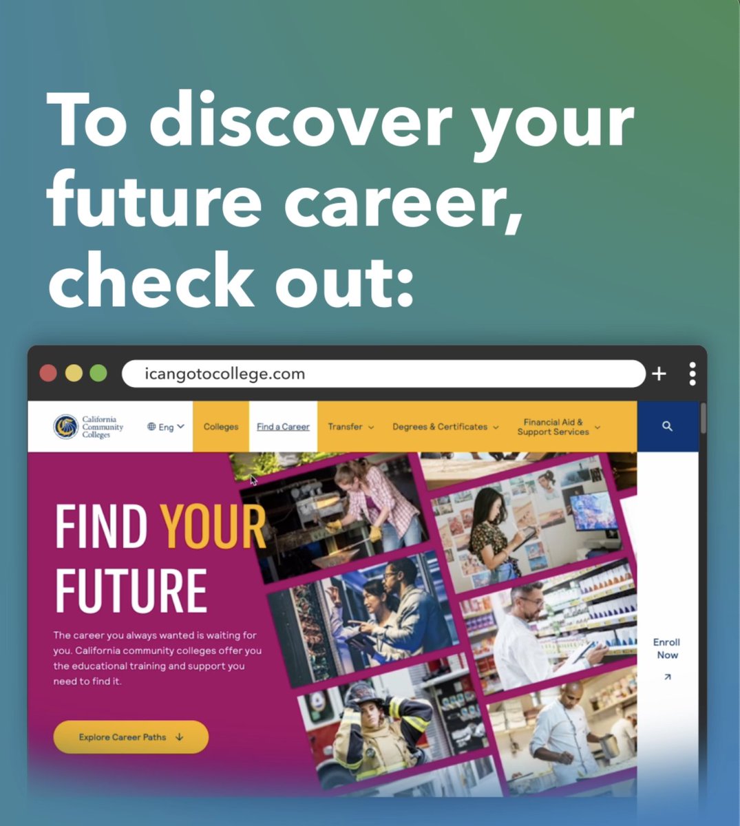 February is Career Education Month! DYK California Community Colleges offer more than 200 programs? Get hands-on training taught by industry professionals and earn money through work-study opportunities. Find the career ed path that fits you at our link in bio.