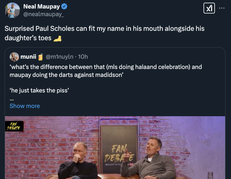 Neal Maupay coming in two-footed on Paul Scholes. 🤣🤣🤣