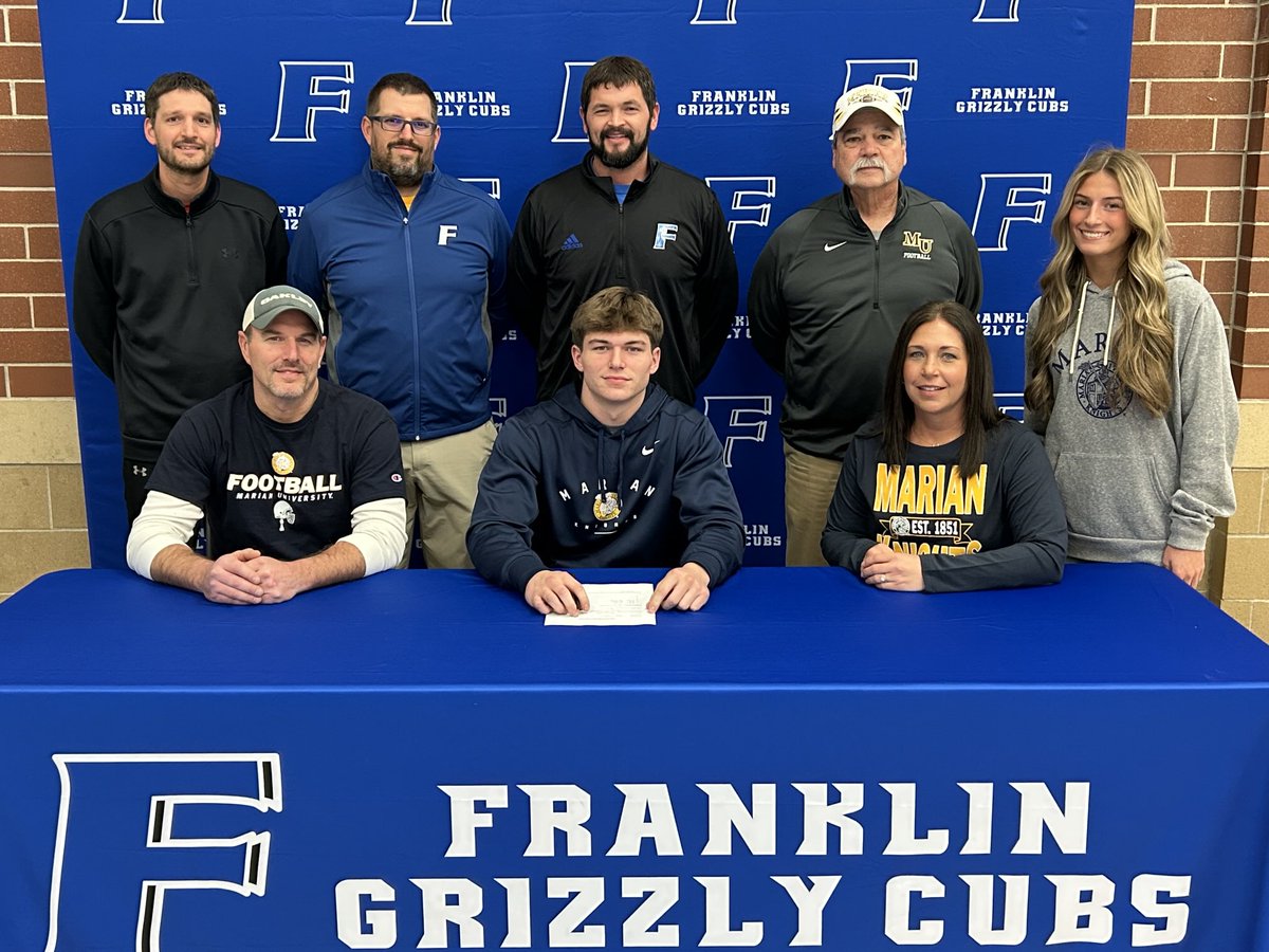 Franklin Athletics (@gogrizzlycubs) on Twitter photo Congratulations to Alex Leugers on his commitment to Marian University to continue his academic and football career! <a href="/GrizStrength/">Mike Hart</a> <a href="/ClubGriz/">Franklin Griz Club</a> <a href="/CoachColl/">Chris Coll</a> <a href="/Aleugers14/">Alex Leugers</a> <a href="/MarianUFootball/">Marian Football</a> Congratulations to Alex Leugers on his commitment to Marian University to continue his academic and football career! <a href="/GrizStrength/">Mike Hart</a> <a href="/ClubGriz/">Franklin Griz Club</a> <a href="/CoachColl/">Chris Coll</a> <a href="/Aleugers14/">Alex Leugers</a> <a href="/MarianUFootball/">Marian Football</a>