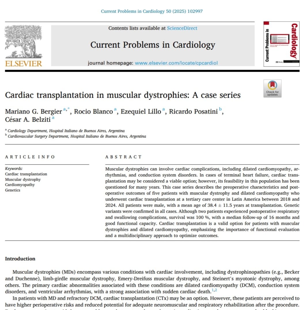 Mariano Bergier (@marianbergier) on Twitter photo ¿La indicación de trasplante cardiaco en distrofias musculares sigue siendo un tema de debate?
Contamos la experiencia del <a href="/imedCV/">IMedCV Hospital Italiano</a> y <a href="/ccvhiba/">Cirugía Cardiovascular Hosp. Italiano</a> en <a href="/CurrProbsCardio/">Current Problems in Cardiology</a>
<a href="/_RoBlanco/">Rocío Blanco, MD 🇦🇷</a> <a href="/EzequielLillo1/">Ezequiel Lillo</a>
Link: kwnsfk27.r.eu-west-1.awstrack.me/L0/https:%2F%2… ¿La indicación de trasplante cardiaco en distrofias musculares sigue siendo un tema de debate?
Contamos la experiencia del <a href="/imedCV/">IMedCV Hospital Italiano</a> y <a href="/ccvhiba/">Cirugía Cardiovascular Hosp. Italiano</a> en <a href="/CurrProbsCardio/">Current Problems in Cardiology</a>
<a href="/_RoBlanco/">Rocío Blanco, MD 🇦🇷</a> <a href="/EzequielLillo1/">Ezequiel Lillo</a>
Link: kwnsfk27.r.eu-west-1.awstrack.me/L0/https:%2F%2…