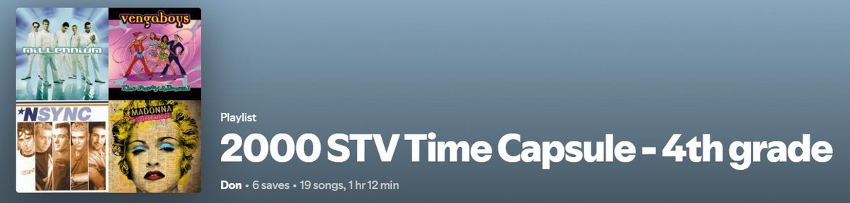ChiViator's tweet image. ow.ly/fLH150UXj4Q

Mr. Slawik found a cassette tape in the Y2K Time Capsule with the 4th Grade's favorite songs of 2000. He made a Spotify playlist to share the songs. Enjoy the walk down memory lane! Thank you, Class of 2004! #stviatorchicago #Y2K #Classof2004