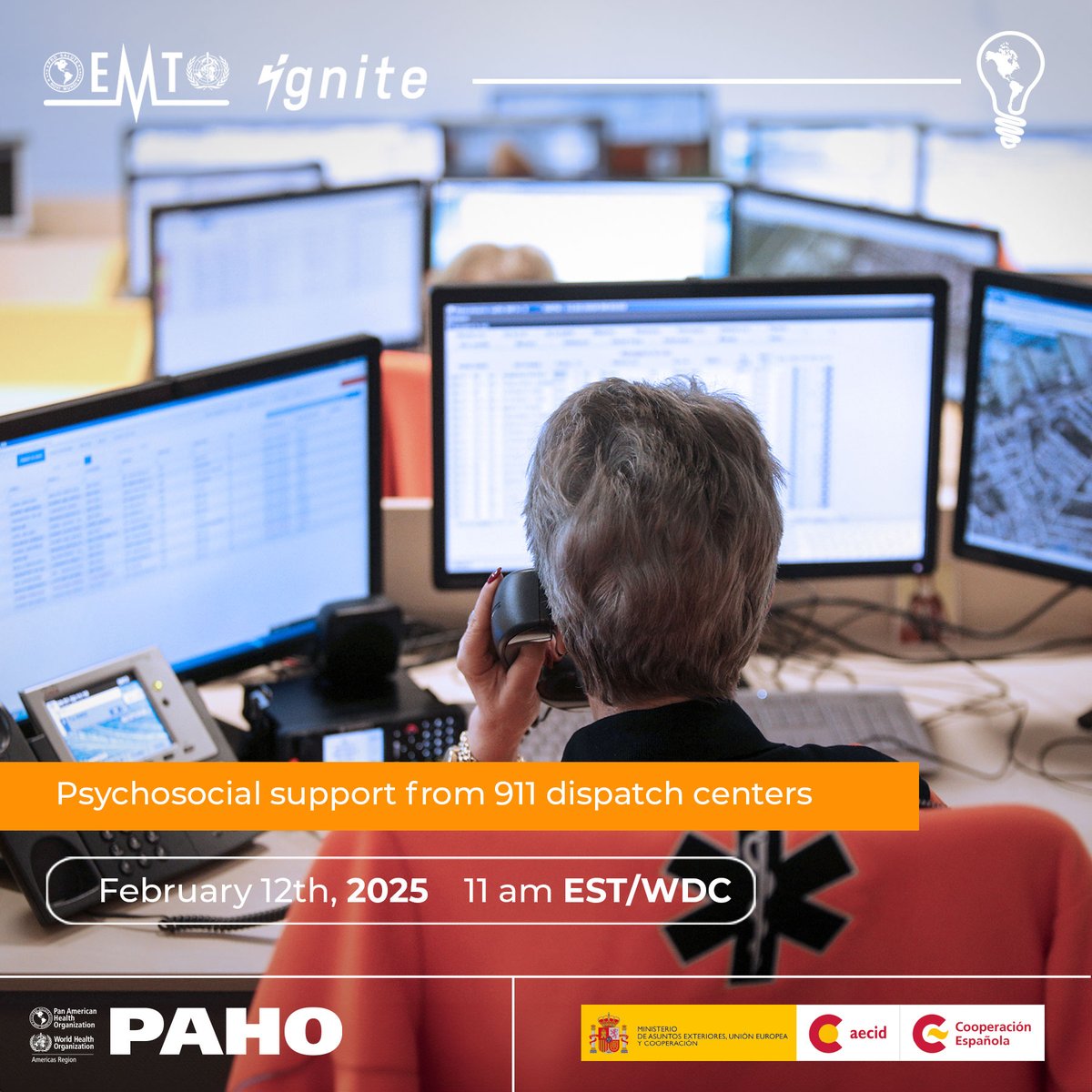 EMTignite: 𝗣𝘀𝘆𝗰𝗵𝗼𝘀𝗼𝗰𝗶𝗮𝗹 𝘀𝘂𝗽𝗽𝗼𝗿𝘁 𝗳𝗿𝗼𝗺 𝟵𝟭𝟭 𝗱𝗶𝘀𝗽𝗮𝘁𝗰𝗵 𝗰𝗲𝗻𝘁𝗲𝗿𝘀

🗓️𝑻𝒐𝒎𝒐𝒓𝒓𝒐𝒘 Wednesday, February 12th, 2025
🕚11:00 am EST/WDC

Register: paho.org/en/events/emti…

#EMTamericas