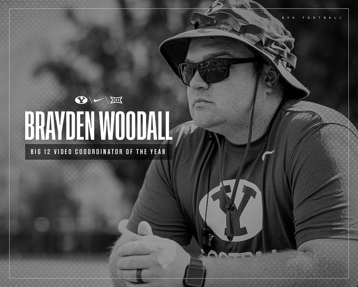 BYU FOOTBALL (@byufootball) on Twitter photo BRAYDEN WOODALL NAMED BIG 12 CONFERENCE VIDEO COORDINATOR OF THE YEAR.
Congrats to our guy <a href="/braydenwoodall/">Brayden Woodall</a> 🤙 BRAYDEN WOODALL NAMED BIG 12 CONFERENCE VIDEO COORDINATOR OF THE YEAR.
Congrats to our guy <a href="/braydenwoodall/">Brayden Woodall</a> 🤙
