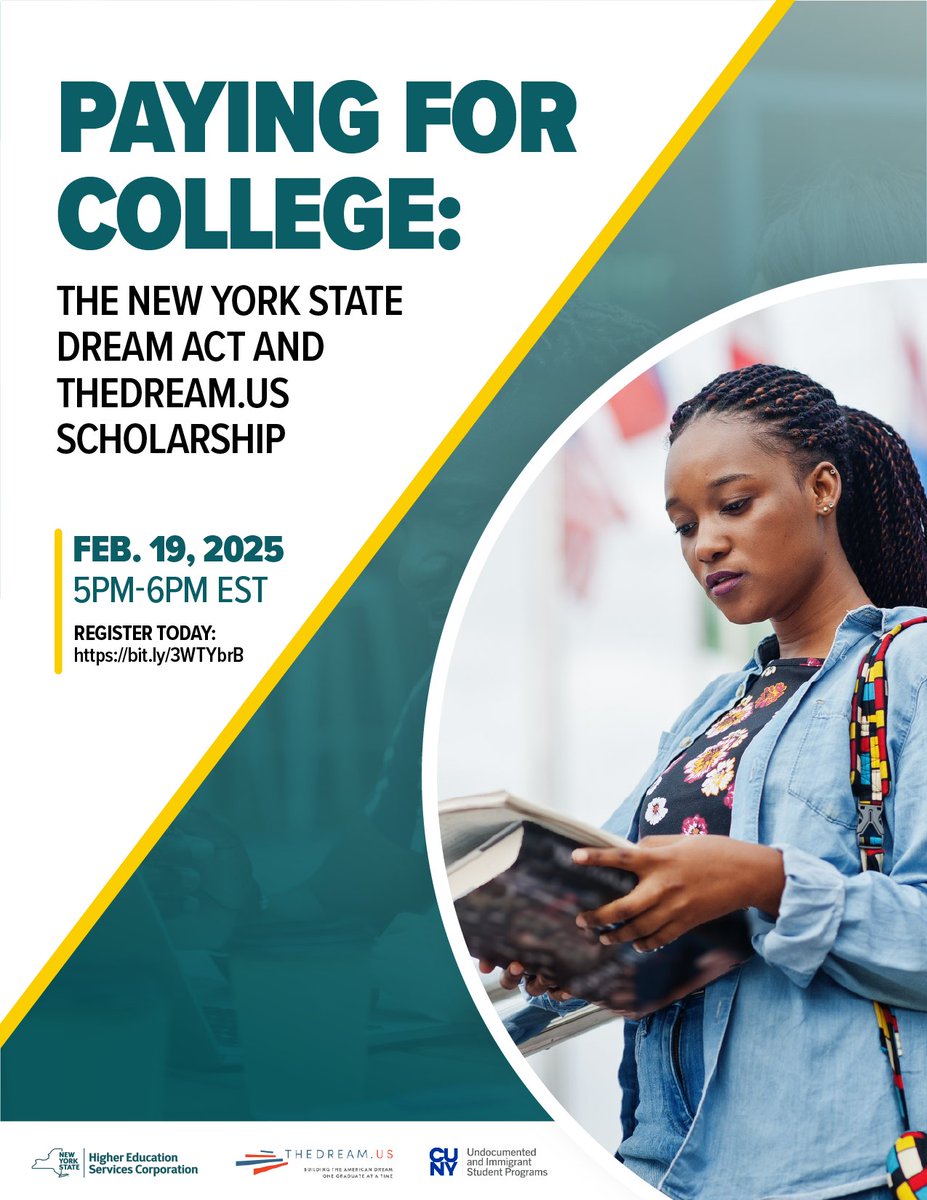 Join HESC along with TheDREAM US and CUNY UISP as we take a deep dive into paying for college if you're not eligible for FAFSA. You'll earn about the NYS DREAM Act, TheDREAM US Scholarships, and services offered by CUNY. Registration is required visit: bit.ly/3WTYbrB
