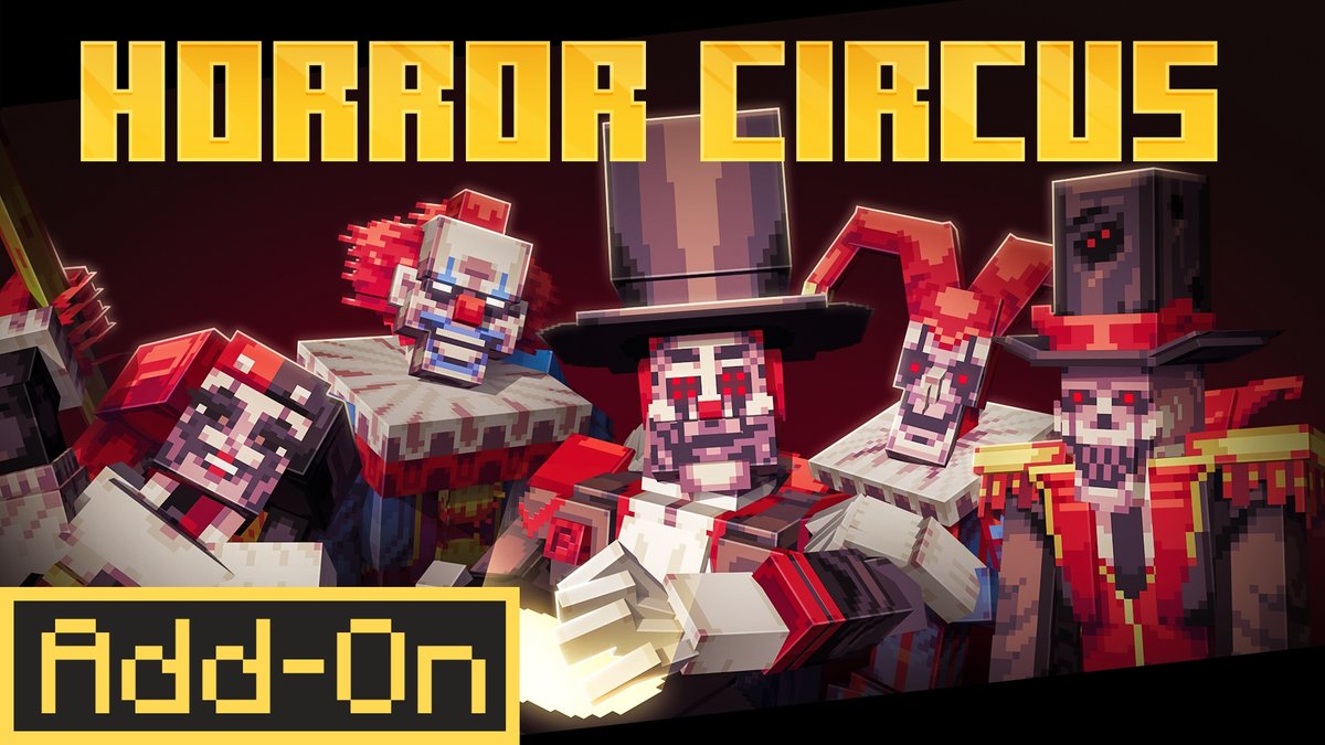 Are you afraid of clowns? Enter the Horror Circus! 

Transform your world into a true atmosphere of terror, where a terrifying fog covers everything at night!

• Terrifying clowns with unique powers
• Exclusive Armor sets and weapons
• Dynamic fog

→ minecraft.net/en-us/marketpl…