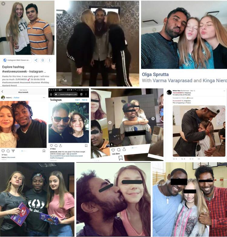 UltraDane's tweet photo. Each picture, all created using your tax dollars, are taken by NGOs of White girls welcoming single 3rd world males into The States/UK using paid females in sexually suggestive photos.

Ask yourself this:  If you were a 3rd world male, wouldn't you find this advertisement appealing, wouldn't you take the all expenses paid trip to have sex with all these White women?