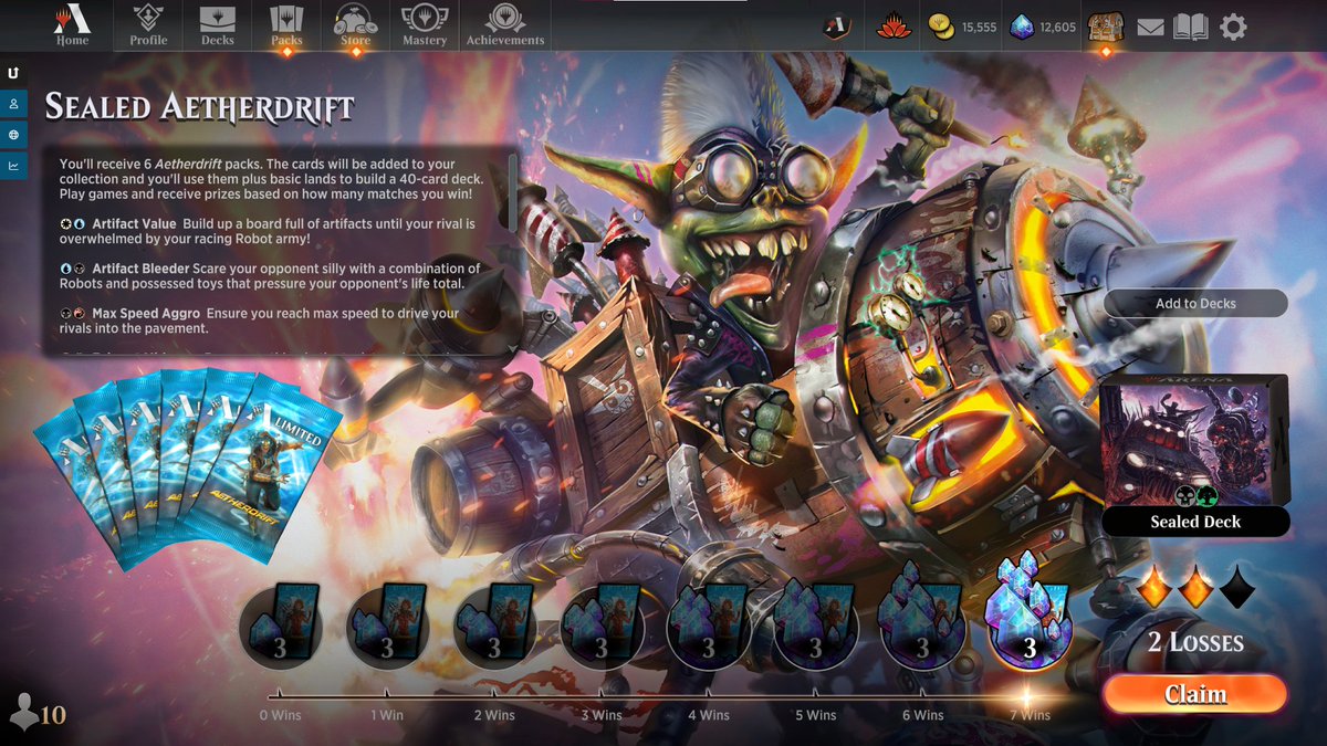 Empezamos con el pie derecho aetherdrift!
Me gustó mucho el set y espero testear mucho para el próximo arena direct! MTG Wolf

#teamwolf #MTGAetherdriftrift #mtgarena
#magicthegathering #arena #wotc #tcg