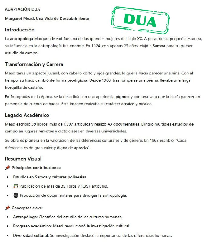 ¿Adaptar un texto según los #principiosDUA con #IA? Es lo que hace este #GPT del curso "Herramientas digitales para trabajar el Plan de Lectura". Os dejo ejemplos de mi libro de 2ºESO. ¡Pruébalo y me cuentas!
#dua #ClaustroVirtual <a href="/EducaAnd/">Consejería Desarrollo Educativo y FP</a> <a href="/cepmalaga/">CEP de Málaga</a> 
chatgpt.com/g/g-677b0bf9b3…