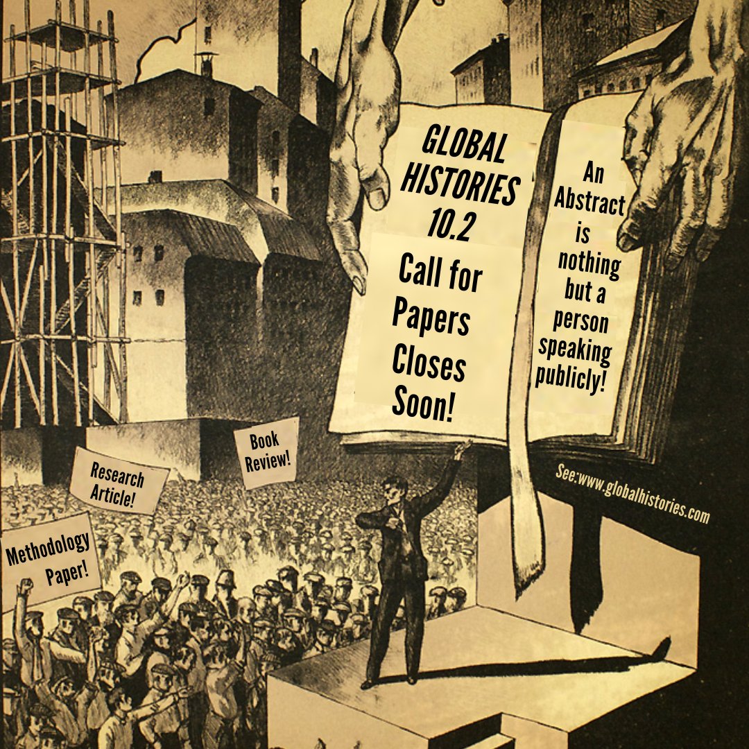 CALL FOR PAPERS CLOSING SOON!! The next edition of Global Histories will be accepting papers until February 15th📜 Research, Methodology Papers and Book Reviews accepted.  globalhistories.com #globalhistory #researchpaper #studentopportunity #humanities #twitterhistorians