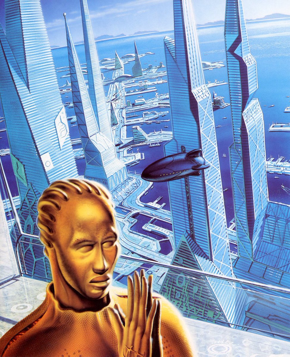 Fantastic sci-fi cities, illustrated by Chris Moore (1947-2025).