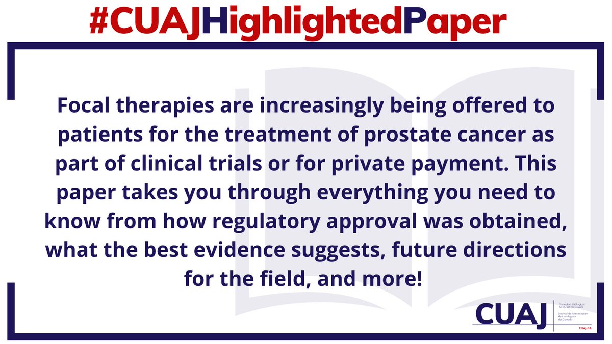 CUAJournal (@cuajournal) on Twitter photo #CUAJHighightedPaper The use of focal therapy for the treatment of prostate cancer in Canada
to read the paper click: cuaj.ca/index.php/jour…
<a href="/kumarrm11/">Ravi Kumar</a> @nptdot <a href="/UofTUrology/">Univ of Toronto Urology</a> #CUAJHighightedPaper The use of focal therapy for the treatment of prostate cancer in Canada
to read the paper click: cuaj.ca/index.php/jour…
<a href="/kumarrm11/">Ravi Kumar</a> @nptdot <a href="/UofTUrology/">Univ of Toronto Urology</a>