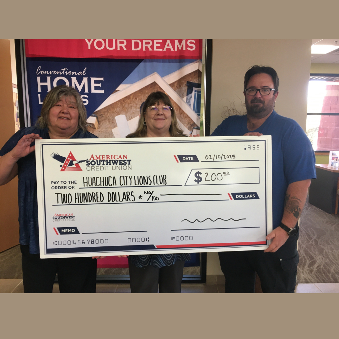 MyASCU's tweet image. American Southwest Credit Union proudly supports the Huachuca City Lions Club. We're committed to giving back to our community and helping the Lions Club make a difference.

ascu.org/american-south…