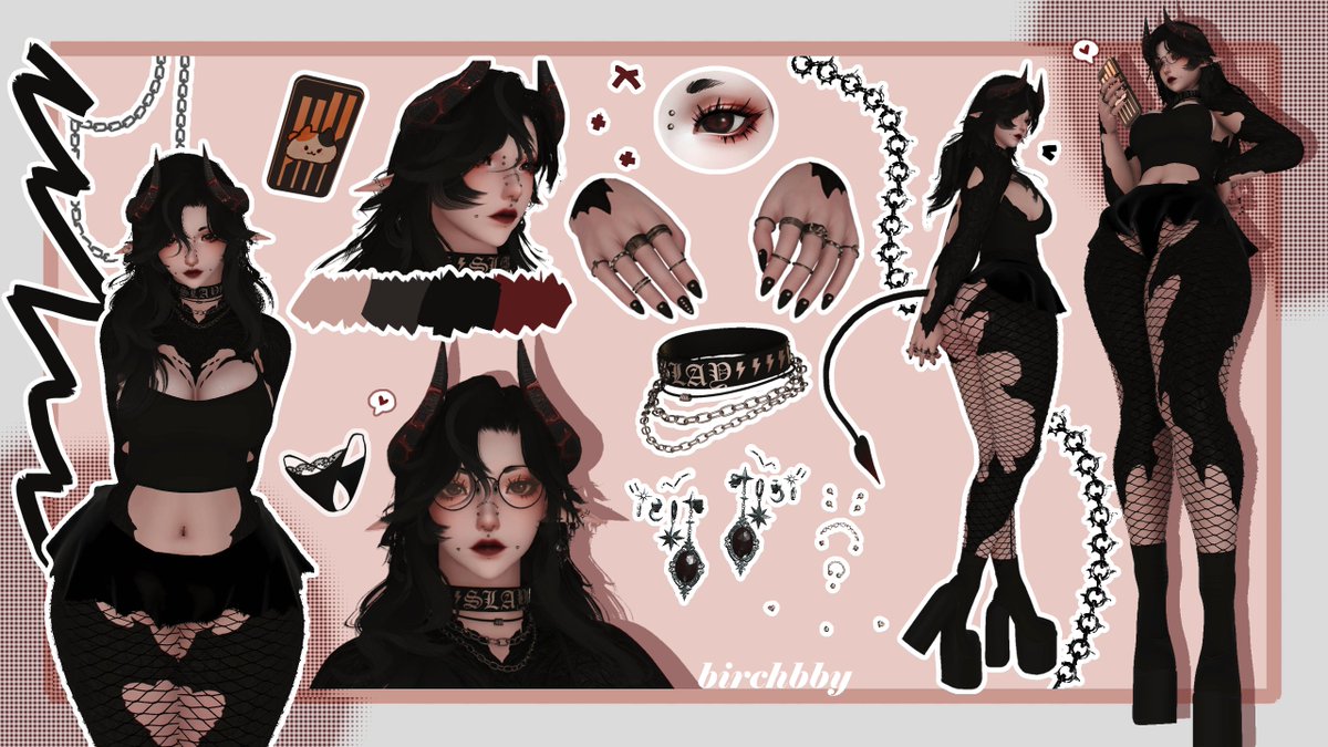 birchbby's tweet image. here's one of my bbygrls ref sheet for no reason &lt;3 (honestly this is my first ref sheet ever, I saw all the pretty collages people made and wanted to try my hand at it. It was super fun to do!) #runasweets #birbseeds #bloodmoonmods #hanzodrip #hayliemods #gposers